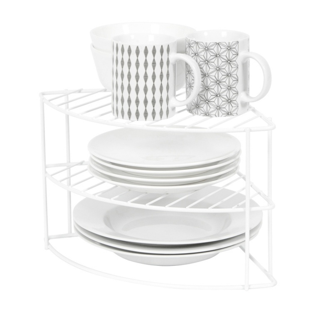 Hylla för hörn, med tre plan, CURVED CORNER SHELF, 24 x 23 x H 20,5 cm, Vit i gruppen Förvaring / Köksförvaring / Organisera köksskåp hos SmartaSaker.se (41169)