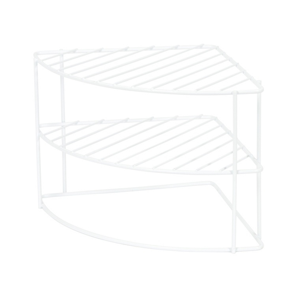 Hylla för hörn, med tre plan, CURVED CORNER SHELF, 24 x 23 x H 20,5 cm, Vit i gruppen Förvaring / Köksförvaring / Organisera köksskåp hos SmartaSaker.se (41169)