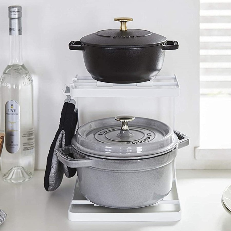 Hylla för kastruller, Kraftig metall, TOWER COOKWARE STAND, Yamazaki, Vit i gruppen Förvaring / Köksförvaring / Organisera köksskåp hos SmartaSaker.se (41170)