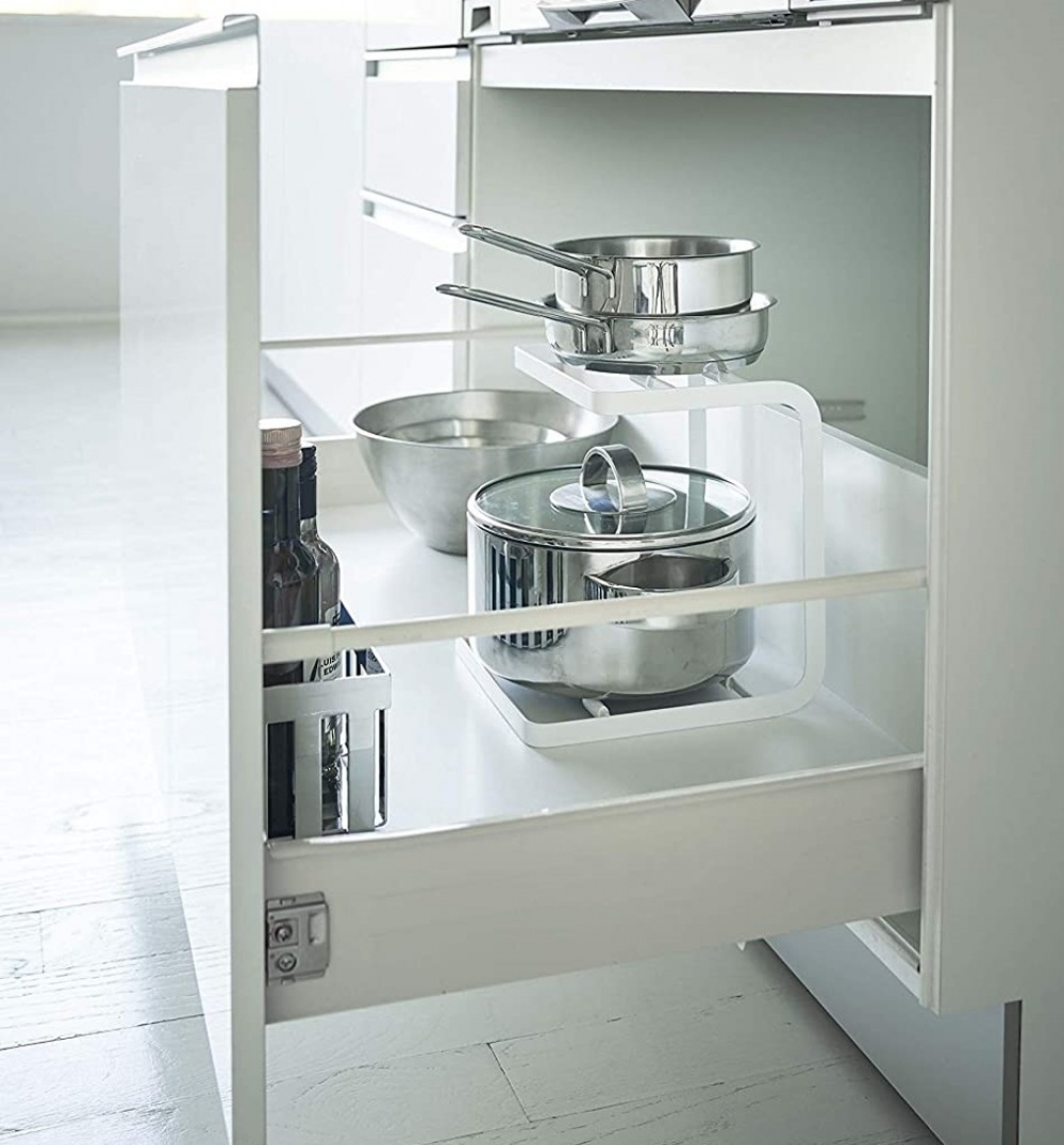 Hylla för kastruller, Kraftig metall, TOWER COOKWARE STAND, Yamazaki, Vit i gruppen Förvaring / Köksförvaring / Organisera köksskåp hos SmartaSaker.se (41170)