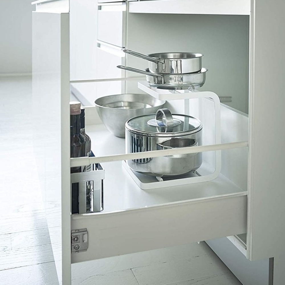 Hylla för kastruller, Kraftig metall, TOWER COOKWARE STAND, Yamazaki, Vit i gruppen Förvaring / Köksförvaring / Organisera köksskåp hos SmartaSaker.se (41170)