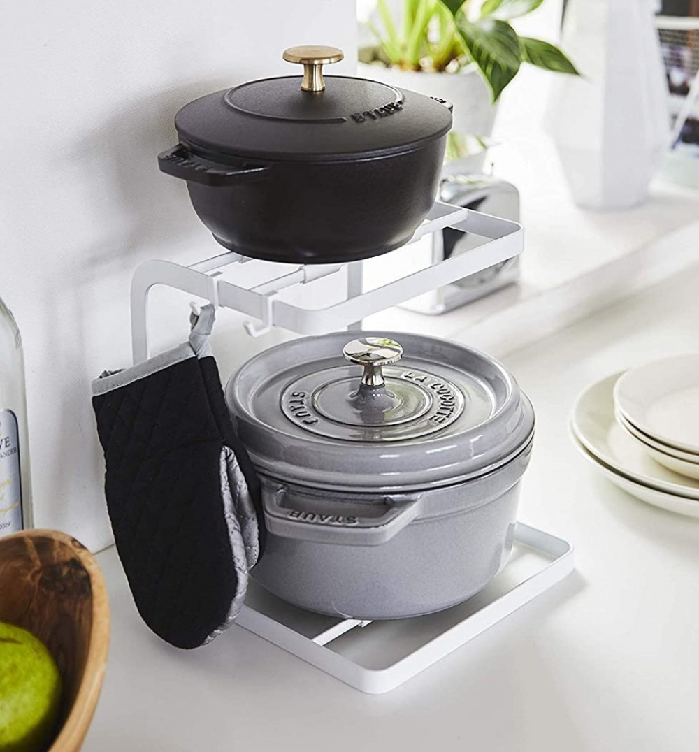 Hylla för kastruller, Kraftig metall, TOWER COOKWARE STAND, Yamazaki, Vit i gruppen Förvaring / Köksförvaring / Organisera köksskåp hos SmartaSaker.se (41170)