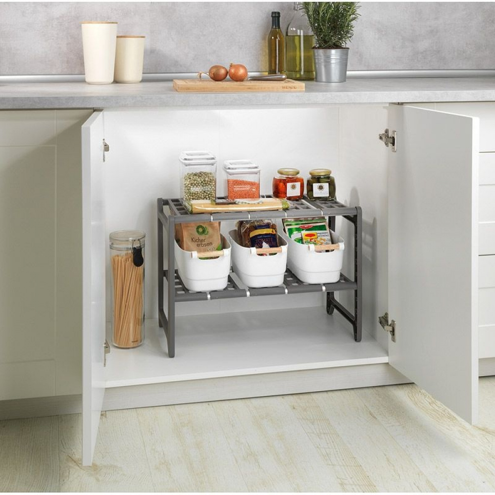 Hylla för under diskbänken, Justerbar, ADJUSTABLE UNDER SINK SHELF, 45 - 80 cm, Grå i gruppen Förvaring / Köksförvaring hos SmartaSaker.se (41174)