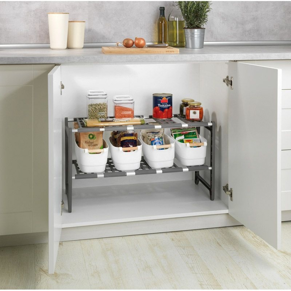 Hylla för under diskbänken, Justerbar, ADJUSTABLE UNDER SINK SHELF, 45 - 80 cm, Grå i gruppen Förvaring / Köksförvaring hos SmartaSaker.se (41174)