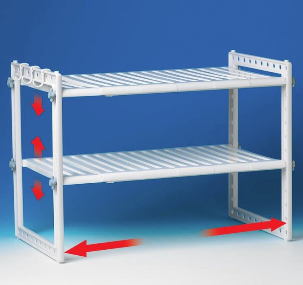 Hylla för under handfatet / diskbänken, UNDER SINK SHELF, 41 till 70 cm, Ljusgrå i gruppen Förvaring / Köksförvaring / Organisera köksskåp / Under diskbänksförvaring hos SmartaSaker.se (41176)