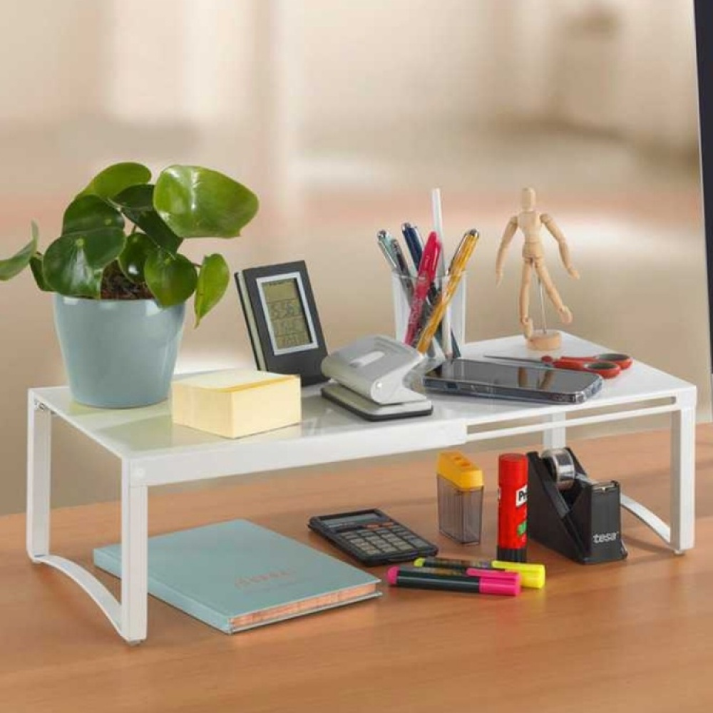 Hylla i kraftig metall, Expanderbar, TELESCOPIC SHELF, 30 -54 x 25 x H 15 cm, Vit i gruppen Förvaring / Köksförvaring / Organisera köksskåp hos SmartaSaker.se (41179)