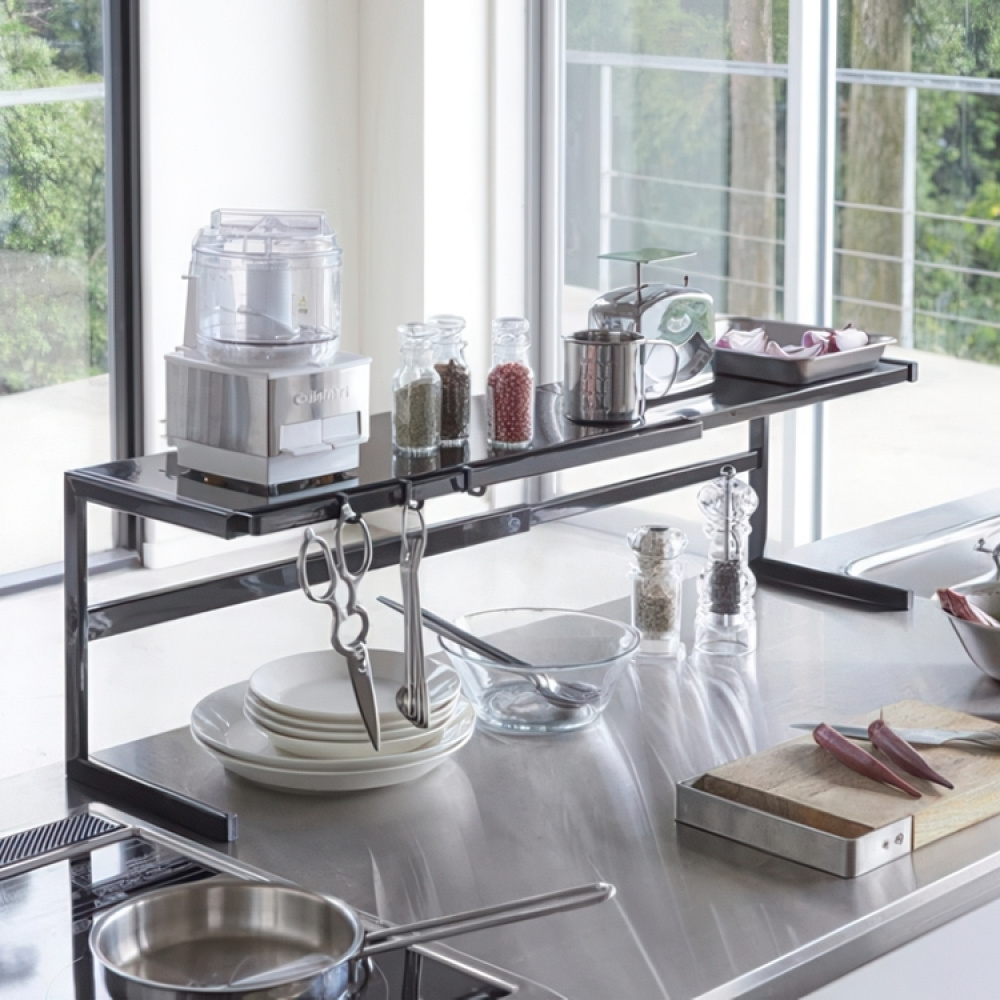 Hylla i metall, Expanderbar, TOWER KITCHEN RACK, 54~92 x 22.5 x H 25 cm, Yamazaki i gruppen Förvaring / Köksförvaring / Organisera köksskåp hos SmartaSaker.se (41184)