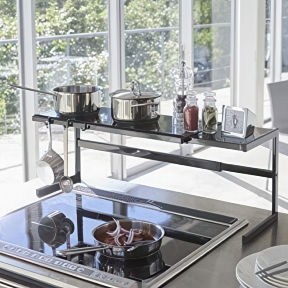 Hylla i metall, Expanderbar, TOWER KITCHEN RACK, 54~92 x 22.5 x H 25 cm, Yamazaki i gruppen Förvaring / Köksförvaring / Organisera köksskåp hos SmartaSaker.se (41184)