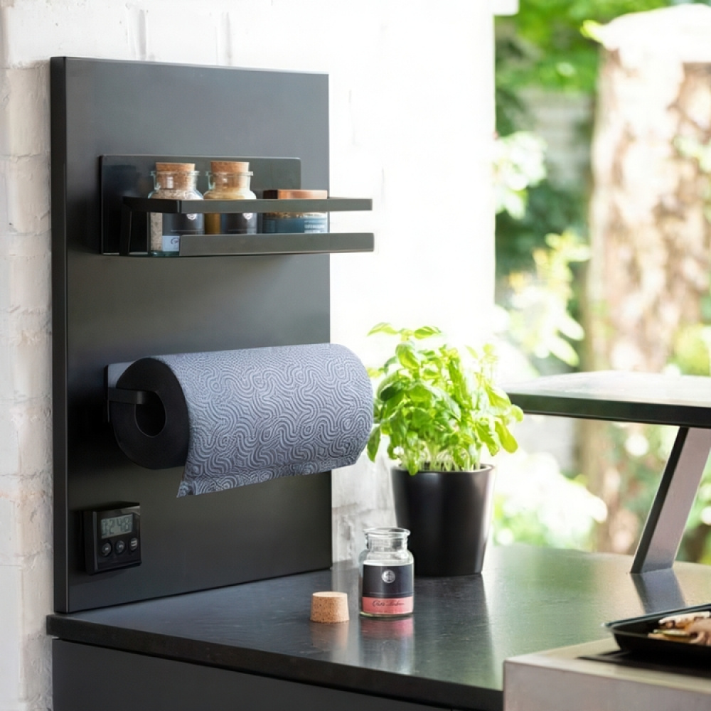 Hylla i metall, Magnetiskt / Självhäftande , SPICE SHELF, 30 x 11 x H 12 cm, Svart i gruppen Förvaring / Magneter och självhäftande / Magnetförvaring hos SmartaSaker.se (41185)