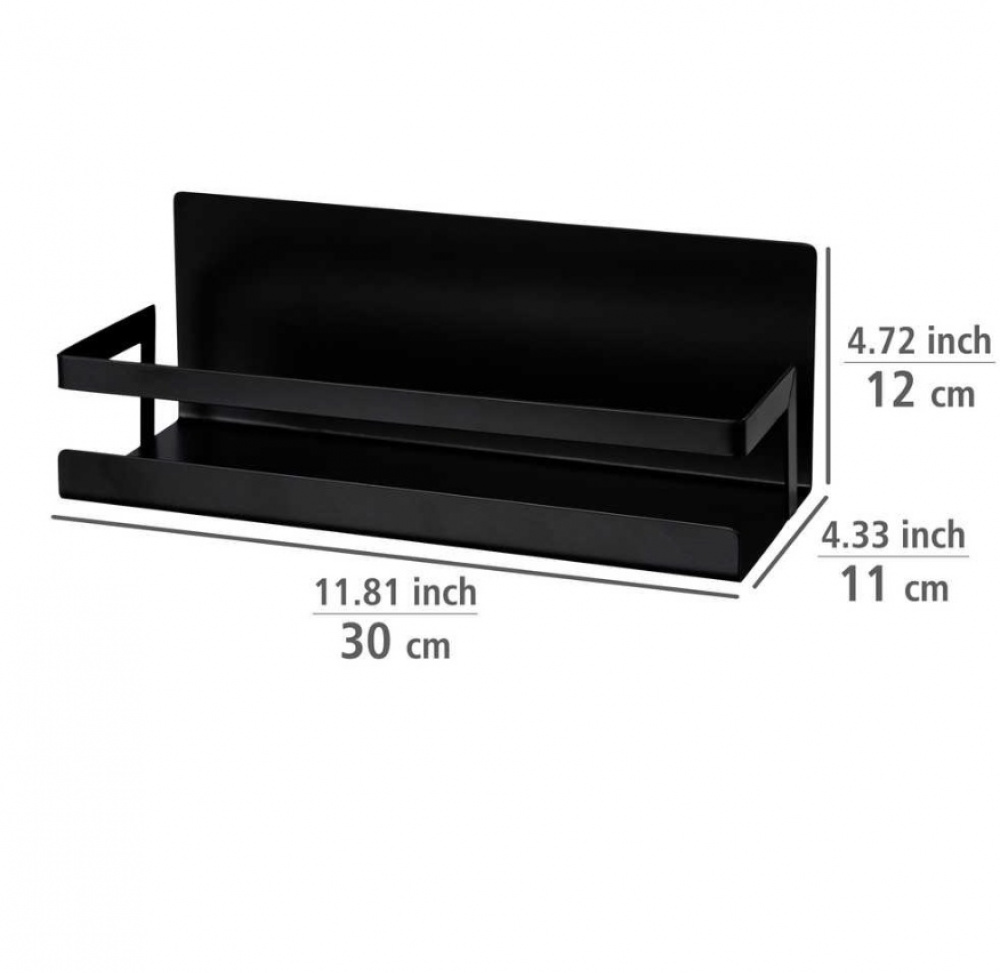 Hylla i metall, Magnetiskt / Självhäftande , SPICE SHELF, 30 x 11 x H 12 cm, Svart i gruppen Förvaring / Magneter och självhäftande / Magnetförvaring hos SmartaSaker.se (41185)