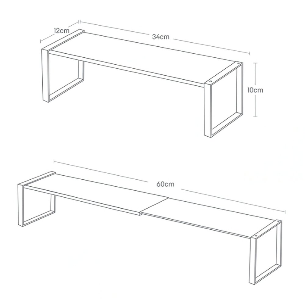 Hylla i metall, Smal, Expanderbar, FRAME INNER RACK, 34~60 x 12 x H 10 cm, Yamazaki i gruppen Förvaring / Hallförvaring hos SmartaSaker.se (41186)