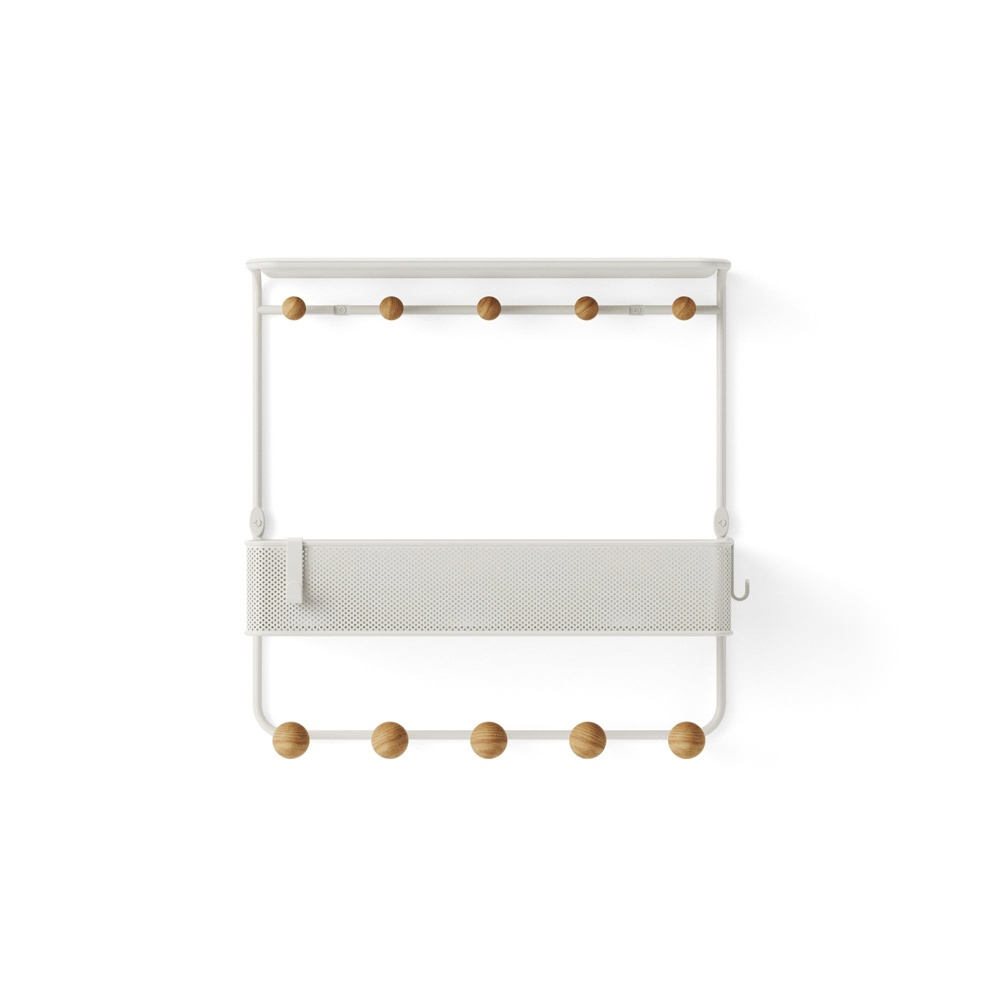 Hylla med 10 krokar, ESTIQUE, Umbra, 32 x 10 x H 31 cm, Vit / Natur i gruppen Förvaring / Hallförvaring / Krokar och hängare hos SmartaSaker.se (41187)