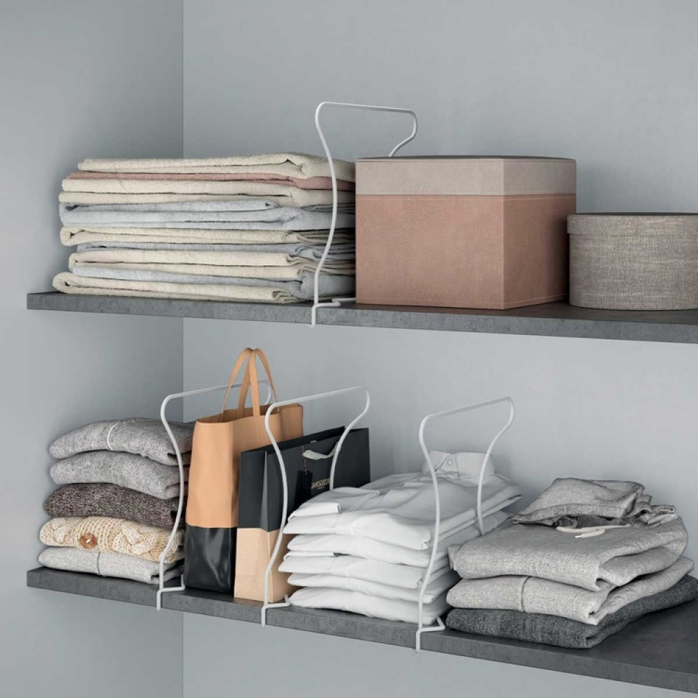 Hyllavdelare i metall, 2 stycken, WALLY, 29 x H 30 cm, Vita i gruppen Förvaring / Garderobsförvaring hos SmartaSaker.se (41189)