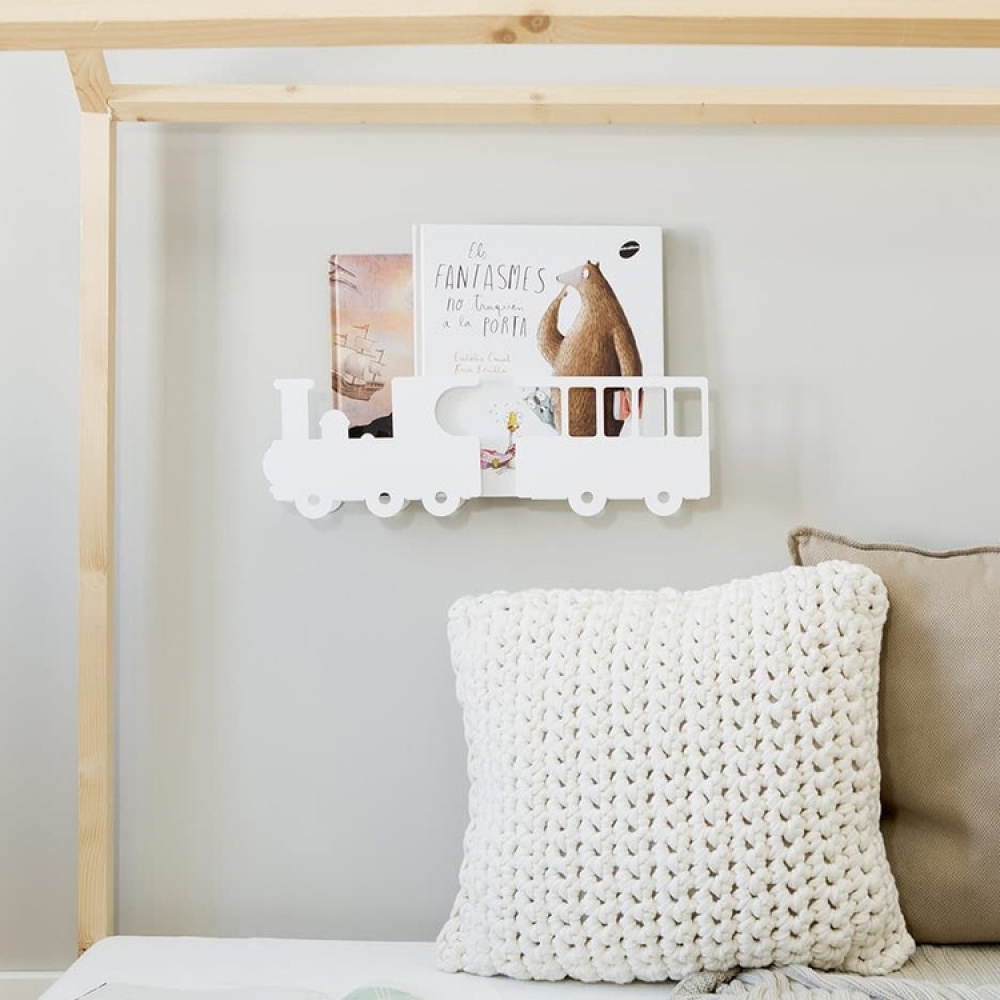 Hyllor för böcker, Lok med vagn. BLACK TRAIN BOOK SHELF, Svart i gruppen Förvaring / Barnrumsförvaring hos SmartaSaker.se (41194)