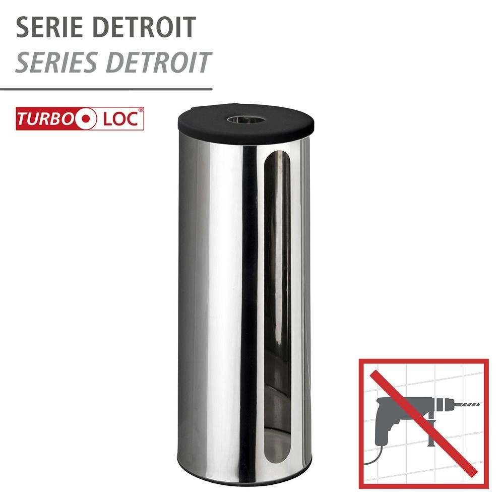Hållare för extra toapapper, Självhäftande, DETROIT, Ø 14 x H 36 cm, Rostfritt Stål i gruppen Förvaring / Badrumsförvaring hos SmartaSaker.se (41206)