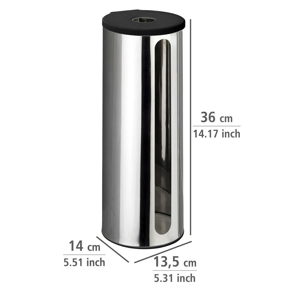 Hållare för extra toapapper, Självhäftande, DETROIT, Ø 14 x H 36 cm, Rostfritt Stål i gruppen Förvaring / Badrumsförvaring hos SmartaSaker.se (41206)