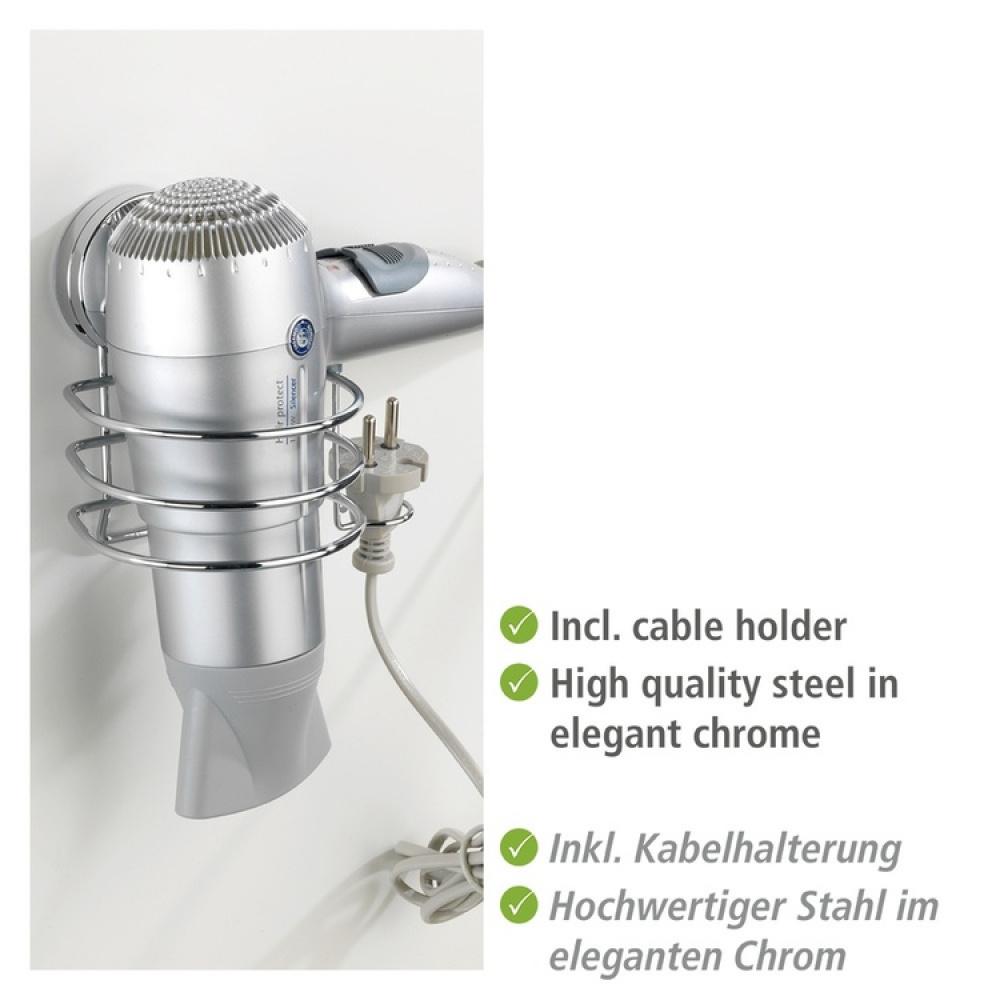 Hållare för hårtork, Självhäftande, OSIMO STATIC-LOC, Silver i gruppen Förvaring / Badrumsförvaring hos SmartaSaker.se (41211)