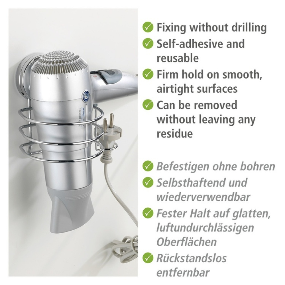 Hållare för hårtork, Självhäftande, OSIMO STATIC-LOC, Silver i gruppen Förvaring / Badrumsförvaring hos SmartaSaker.se (41211)