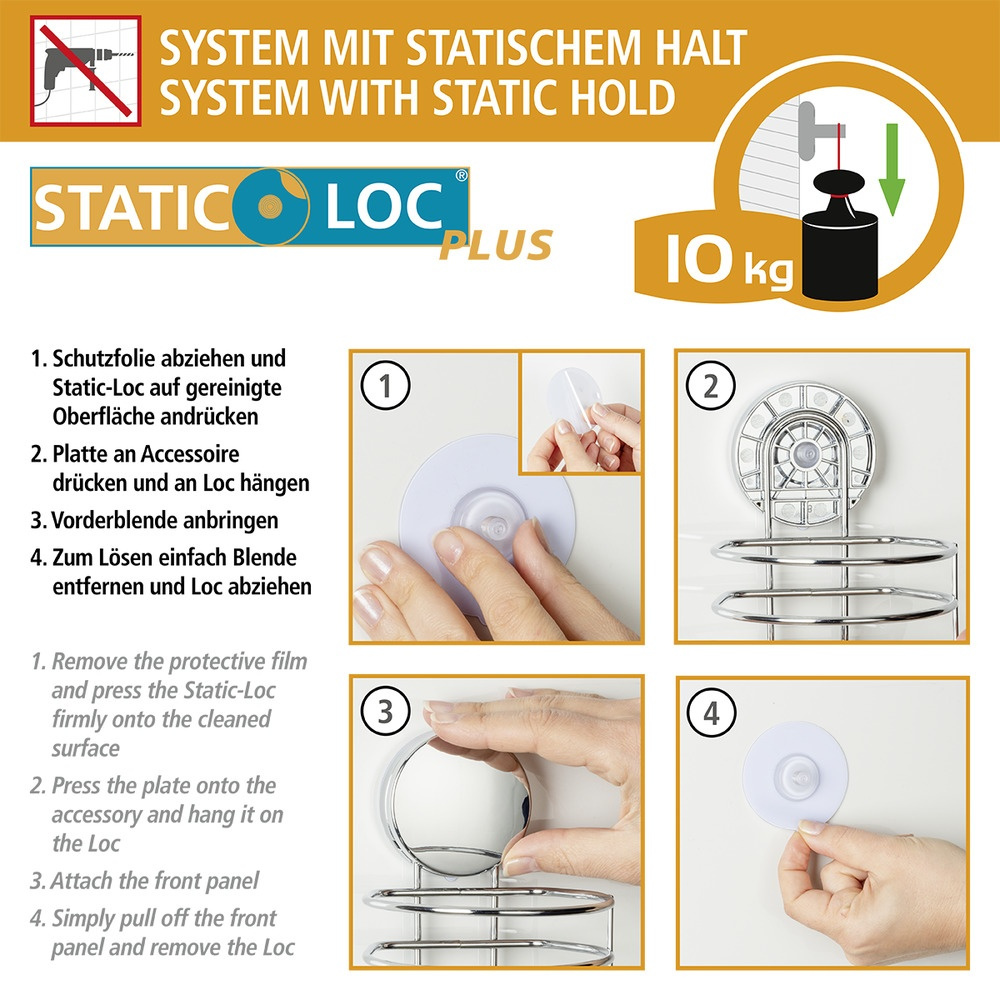 Hållare för hårtork, Självhäftande, OSIMO STATIC-LOC, Silver i gruppen Förvaring / Badrumsförvaring hos SmartaSaker.se (41211)