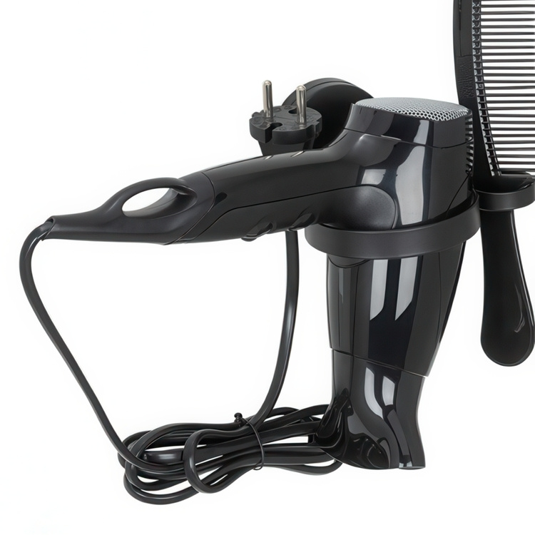 Hållare för hårtork, Självhäftande, PAVIA STATIC-LOC, Svart i gruppen Förvaring / Badrumsförvaring hos SmartaSaker.se (41212)