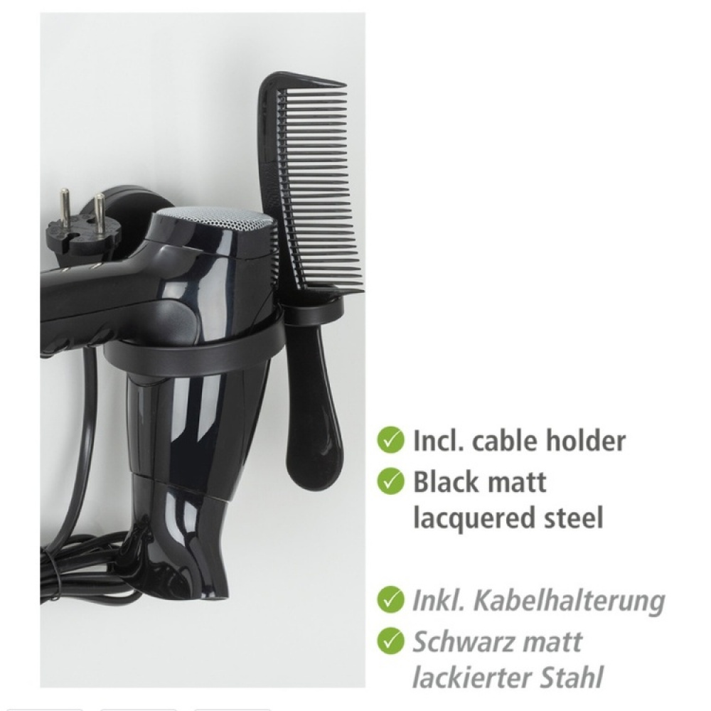 Hållare för hårtork, Självhäftande, PAVIA STATIC-LOC, Svart i gruppen Förvaring / Badrumsförvaring hos SmartaSaker.se (41212)