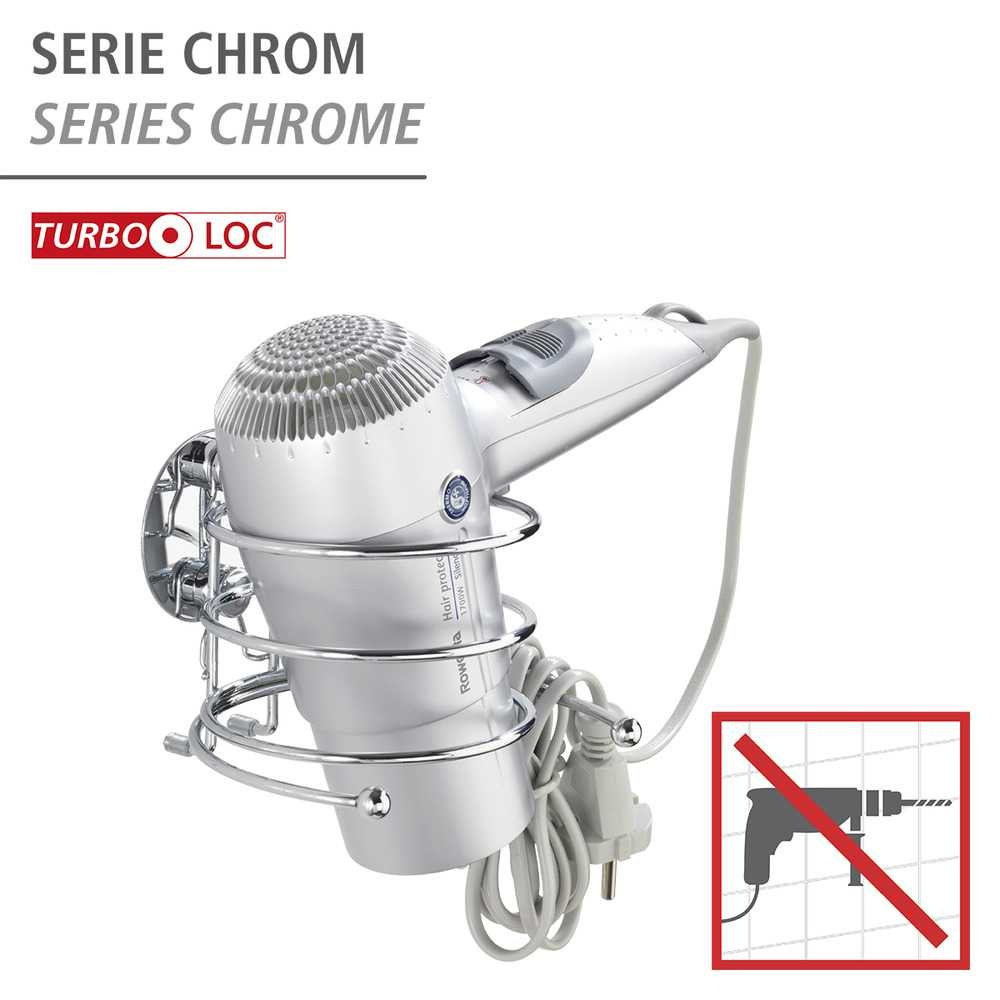 Hållare för hårtork, Självhäftande, TURBO-LOC, Silver i gruppen Förvaring / Badrumsförvaring hos SmartaSaker.se (41213)