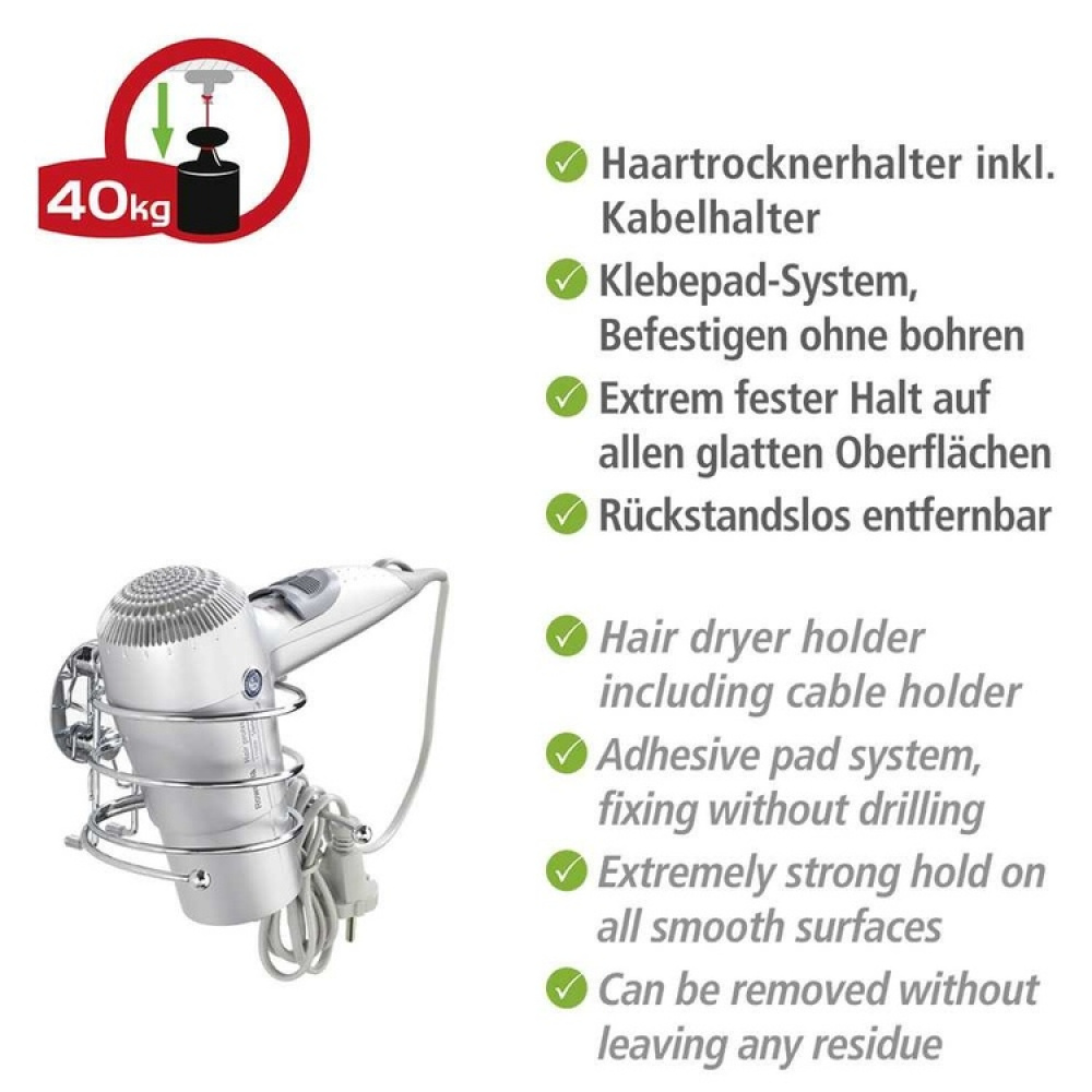 Hållare för hårtork, Självhäftande, TURBO-LOC, Silver i gruppen Förvaring / Badrumsförvaring hos SmartaSaker.se (41213)