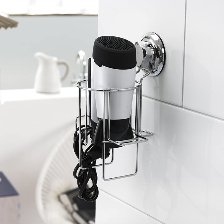 Hållare för hårtork, Sätts fast med Sugpropp, BESTLOCK, Silver i gruppen Förvaring / Badrumsförvaring hos SmartaSaker.se (41214)