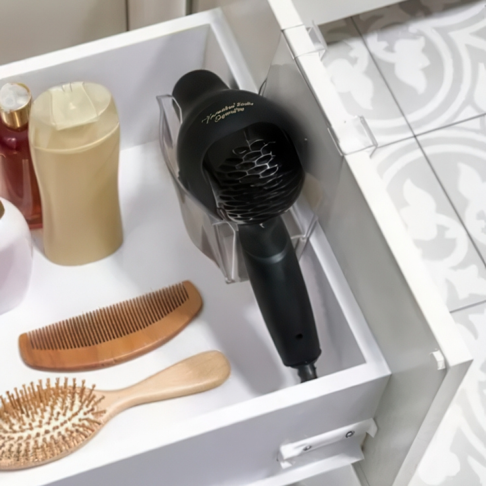 Hållare för hårtork, Över skåpdörr, THE HOME EDIT HANHING HAIR TOOL, Klar / Grå i gruppen Förvaring / Badrumsförvaring hos SmartaSaker.se (41215)