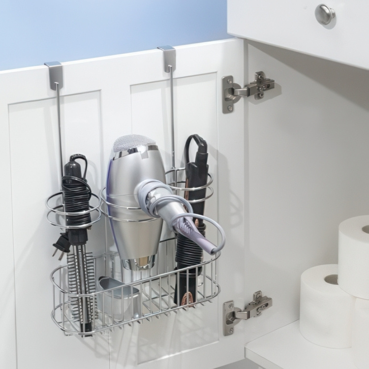 Hållare för hårtorkar, Över skåpdörr, HAIR CARE STATION, Silver i gruppen Förvaring / Badrumsförvaring hos SmartaSaker.se (41216)