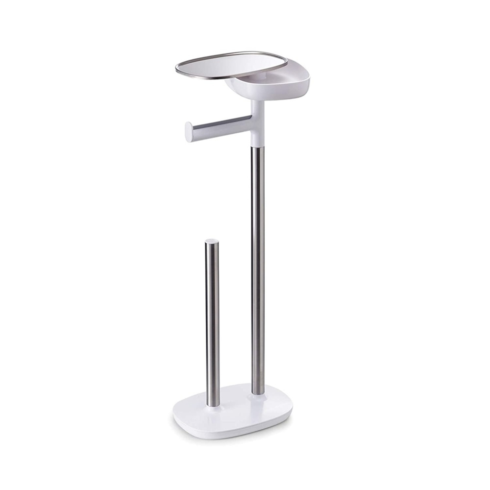 Hållare för toalettpapper, med hylla, EASY STORE, H68 cm, Joseph Joseph, Vit / Silver i gruppen Förvaring / Badrumsförvaring hos SmartaSaker.se (41223)