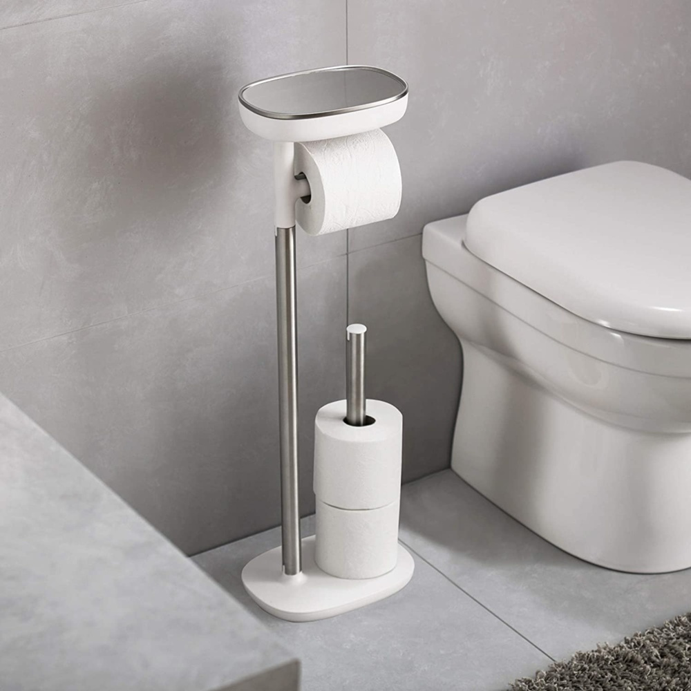 Hållare för toalettpapper, med hylla, EASY STORE, H68 cm, Joseph Joseph, Vit / Silver i gruppen Förvaring / Badrumsförvaring hos SmartaSaker.se (41223)