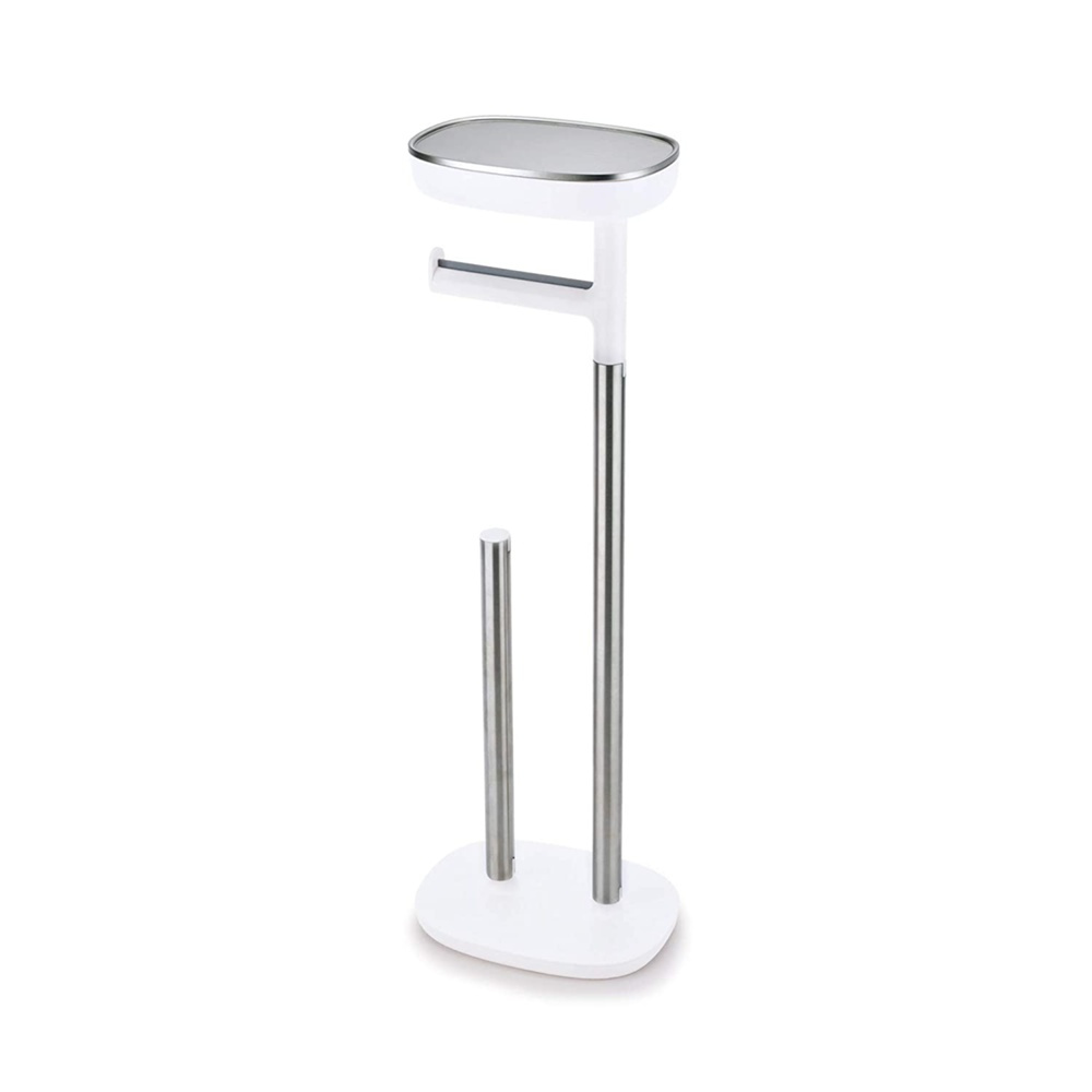 Hållare för toalettpapper, med hylla, EASY STORE, H68 cm, Joseph Joseph, Vit / Silver i gruppen Förvaring / Badrumsförvaring hos SmartaSaker.se (41223)