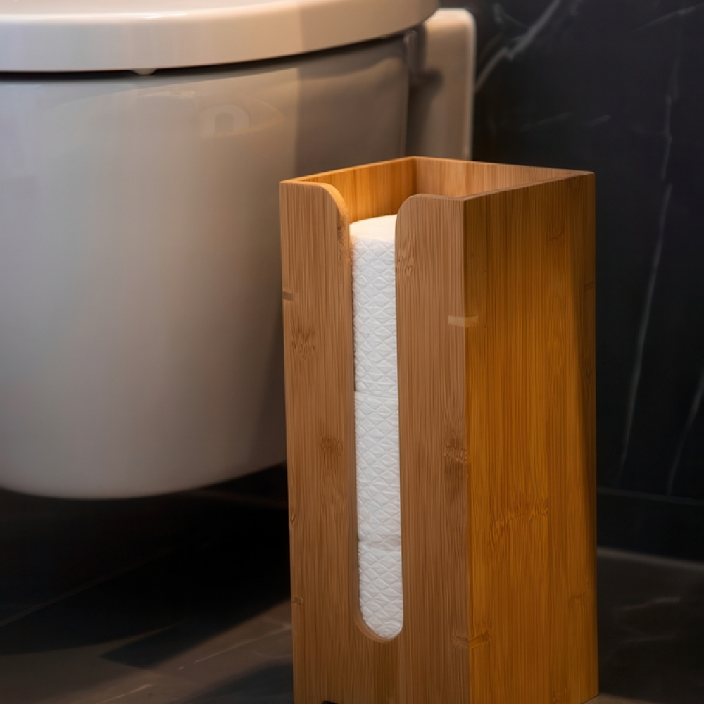 Hållare i bambu för extra toalettpapper, BAMBOO, 15 x 14 x H 35,5 cm, Natur i gruppen Förvaring / Badrumsförvaring hos SmartaSaker.se (41225)