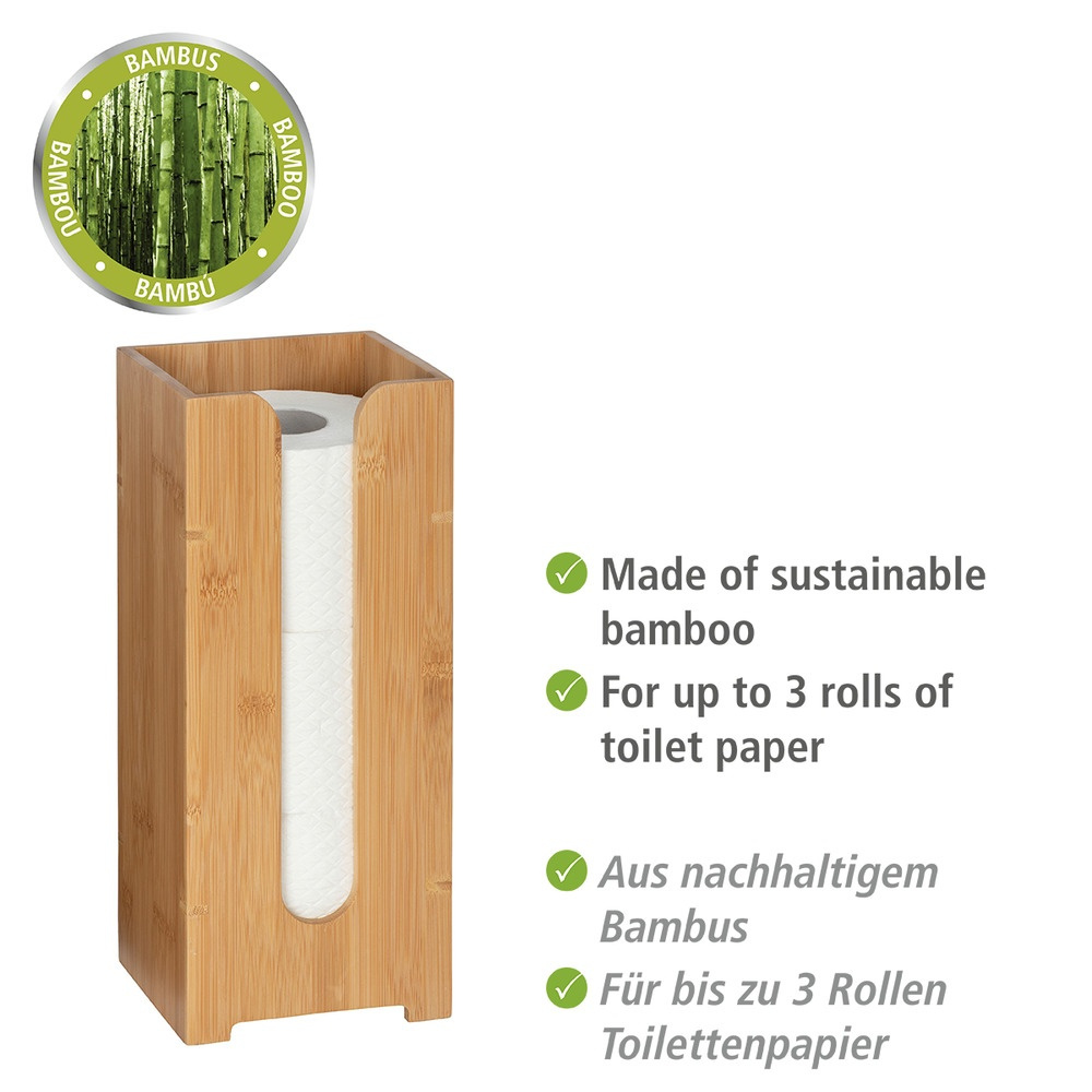 Hållare i bambu för extra toalettpapper, BAMBOO, 15 x 14 x H 35,5 cm, Natur i gruppen Förvaring / Badrumsförvaring hos SmartaSaker.se (41225)