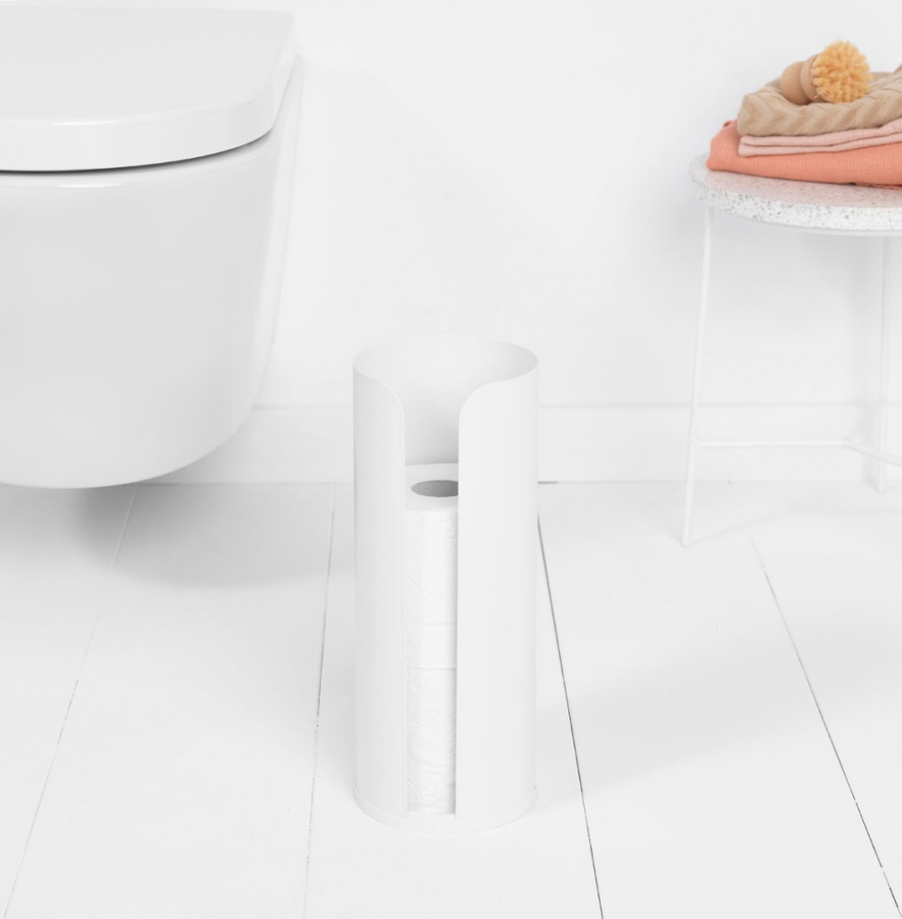 Hållare i metall för toalettpappersrullar, RENEW, Ø 13 x H 32 cm, Brabantia, Vit i gruppen Förvaring / Badrumsförvaring hos SmartaSaker.se (41226)