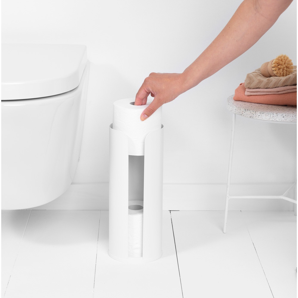 Hållare i metall för toalettpappersrullar, RENEW, Ø 13 x H 32 cm, Brabantia, Vit i gruppen Förvaring / Badrumsförvaring hos SmartaSaker.se (41226)