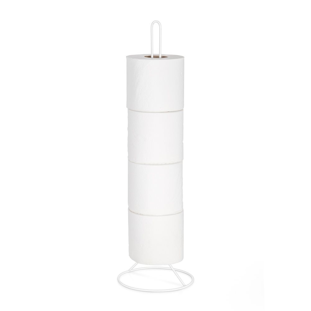 Hållare i metall för toalettpappersrullar, ROLLOS, Ø 15 x H 50 cm, Vit i gruppen Förvaring / Badrumsförvaring hos SmartaSaker.se (41229)