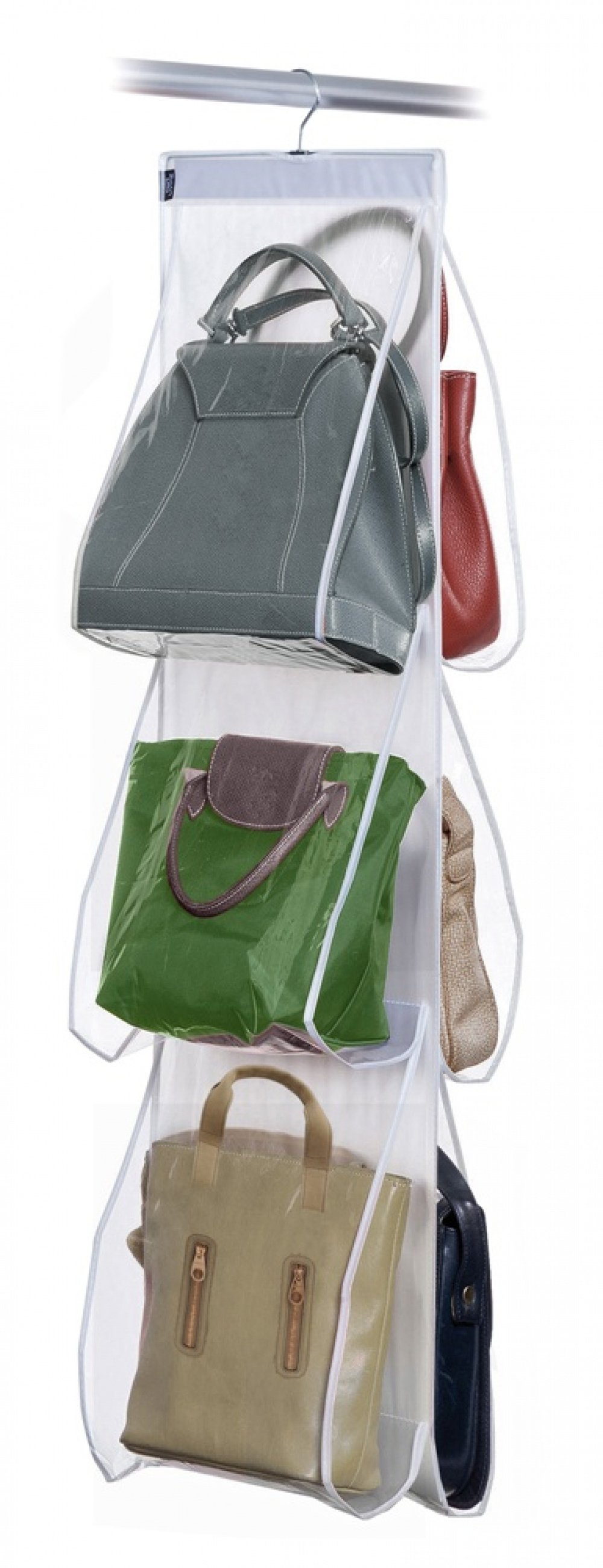 Hängande förvaring för väskor PORTA BORSE, 6 stora fack, 36 x H 120 cm, Klar i gruppen Förvaring / Garderobsförvaring / Väskförvaring hos SmartaSaker.se (41261)