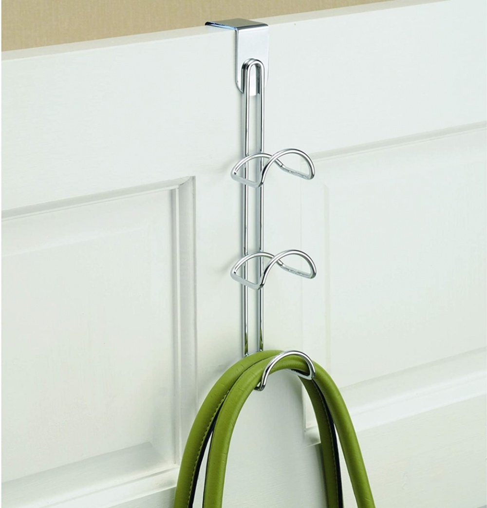 Hängande förvaring för väskor, Över dörr, CLASSICO HANDBAG HOLDER, 5 x H 27 cm, Silver i gruppen Förvaring / Garderobsförvaring / Väskförvaring hos SmartaSaker.se (41269)