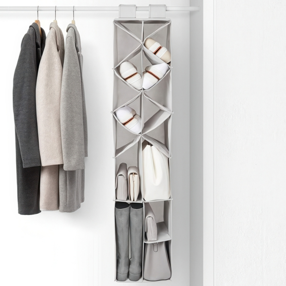 Hängande garderob för skor och väskor, PREMIUM COLGDOR PARA ZAPATOS, 30 x 30 x H 142,5 cm, Ljusgrå i gruppen Förvaring / Garderobsförvaring / Galgar och hängare hos SmartaSaker.se (41273)