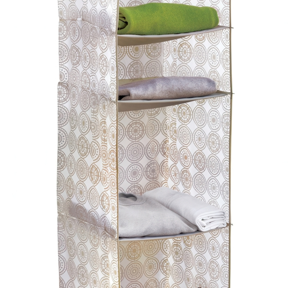 Hängande garderob med 4 hyllor, ELLA SAND, 33 x 33 x H 103 cm, Vit / Beige i gruppen Förvaring / Sovrumsförvaring / Klädställningar hos SmartaSaker.se (41275)