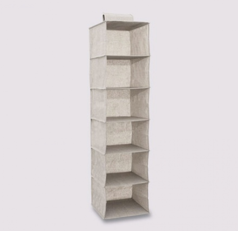 Hängande garderob med 6 hyllor, ORGA HANGING ORGANISER, 30 x 30 x H 120 cm, Beige-grå i gruppen Förvaring / Garderobsförvaring hos SmartaSaker.se (41277)