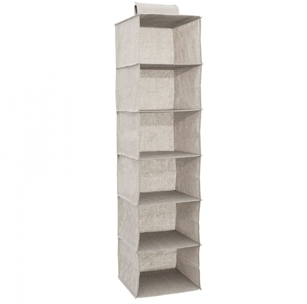Hängande garderob med 6 hyllor, ORGA HANGING ORGANISER, 30 x 30 x H 120 cm, Beige-grå i gruppen Förvaring / Garderobsförvaring hos SmartaSaker.se (41277)