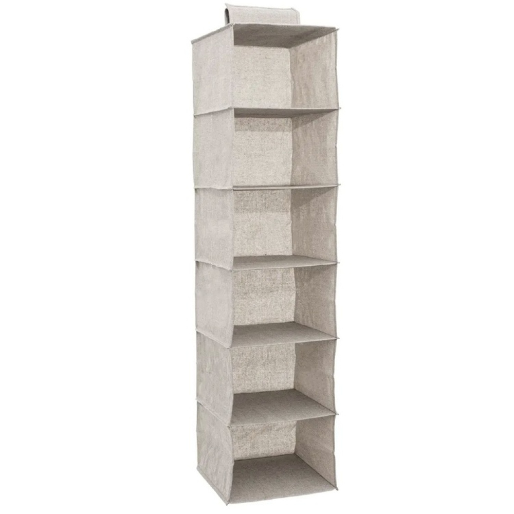 Hängande garderob med 6 hyllor, ORGA HANGING ORGANISER, 30 x 30 x H 120 cm, Beige-grå i gruppen Förvaring / Garderobsförvaring hos SmartaSaker.se (41277)