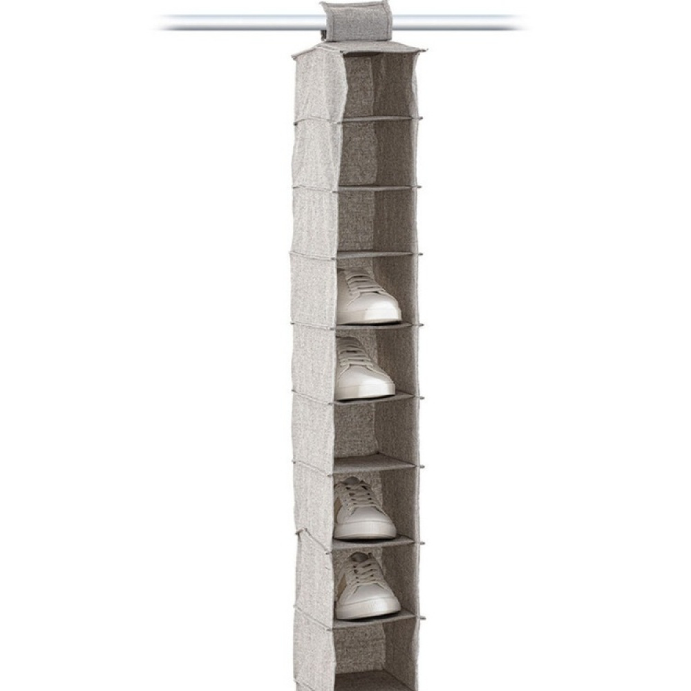 Hängande garderob. Smal, 10 hyllor, ORGA SHOE ORGANISER, 15 x 30 x H 120 cm, Beige-grå i gruppen Förvaring / Garderobsförvaring / Galgar och hängare hos SmartaSaker.se (41279)