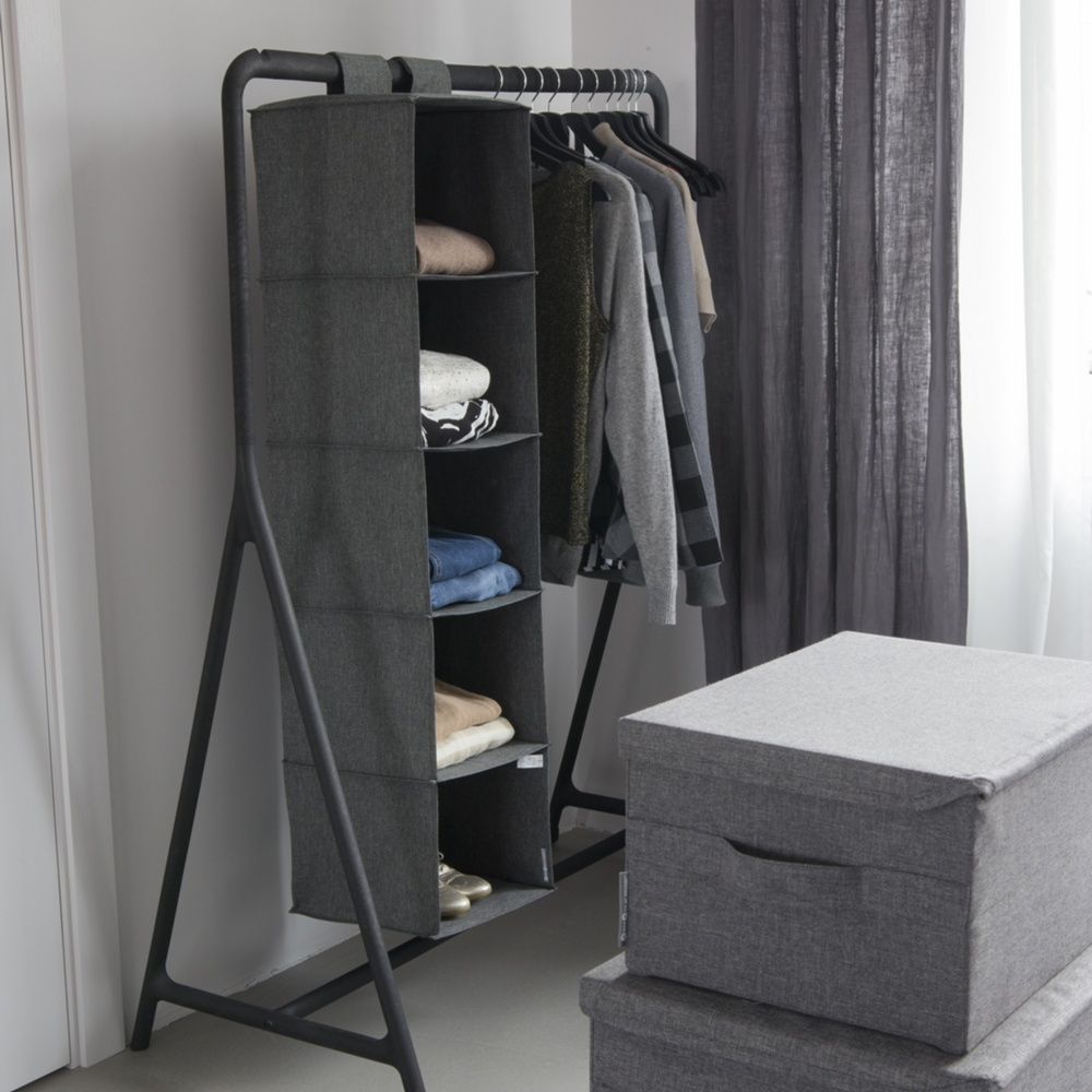 Hängande Hyllor, 5 fack, BIGSO HANGING CLOSET, 30 x 30 x H 133,5 cm, Grå i gruppen Förvaring / Garderobsförvaring hos SmartaSaker.se (41281)