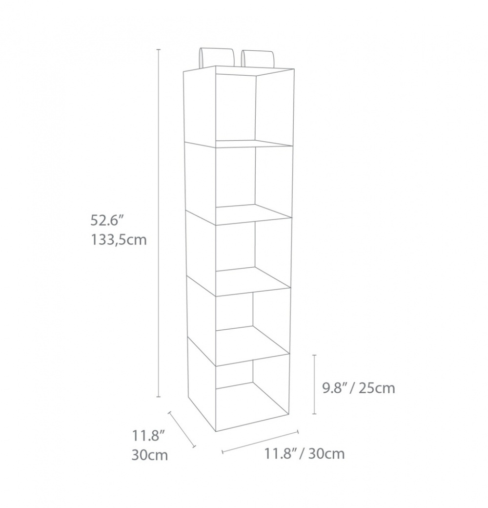 Hängande Hyllor, 5 fack, BIGSO HANGING CLOSET, 30 x 30 x H 133,5 cm, Grå i gruppen Förvaring / Garderobsförvaring hos SmartaSaker.se (41281)