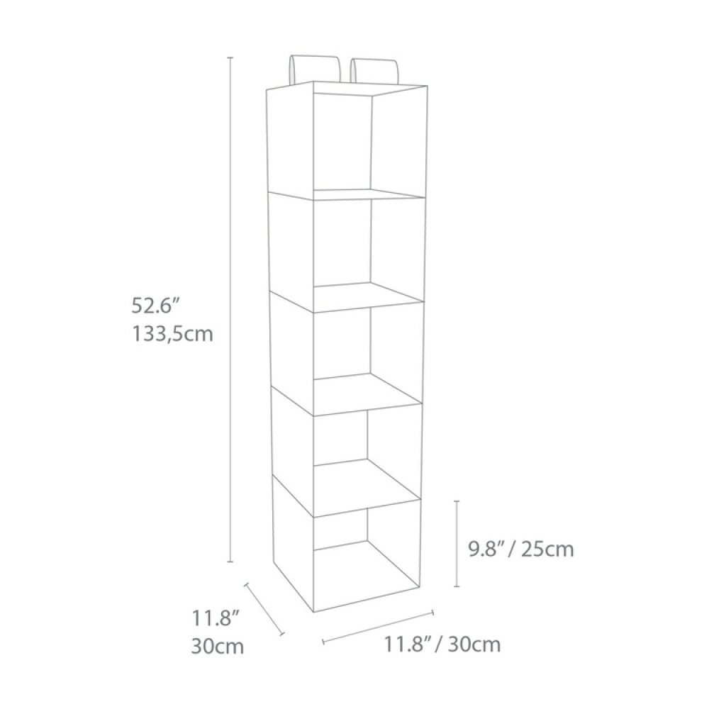 Hängande Hyllor, 5 fack, BIGSO HANGING CLOSET, 30 x 30 x H 133,5 cm, Grå i gruppen Förvaring / Garderobsförvaring hos SmartaSaker.se (41281)