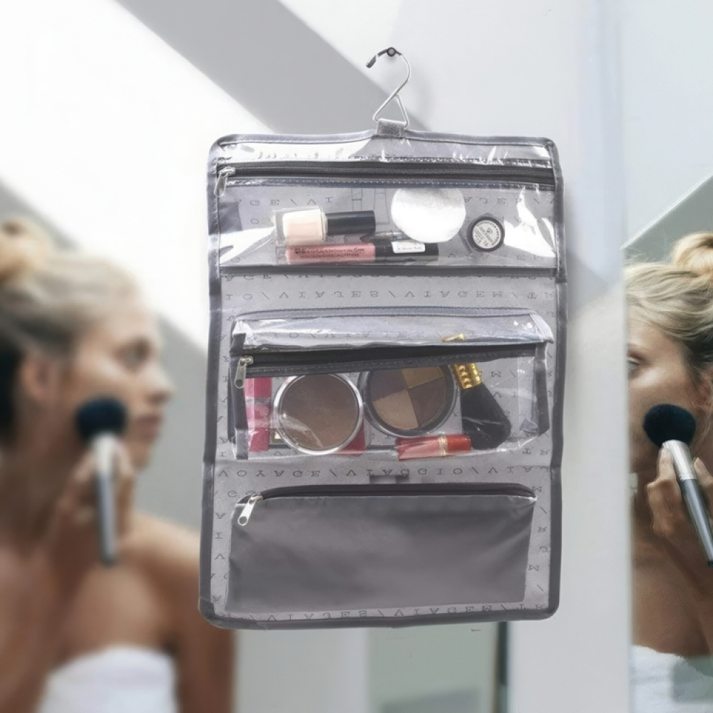 Hängande liten necessär, lätt, TRAVEL - SACCHETTO BEAUTY, 27 x H 39 cm, Grå i gruppen Förvaring / Förvaring på resa / Necessärer hos SmartaSaker.se (41284)